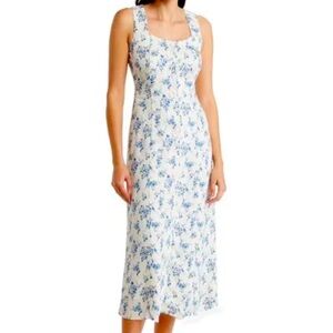 Blu Pepper Floral Sleeveless Button Front Midi Dress